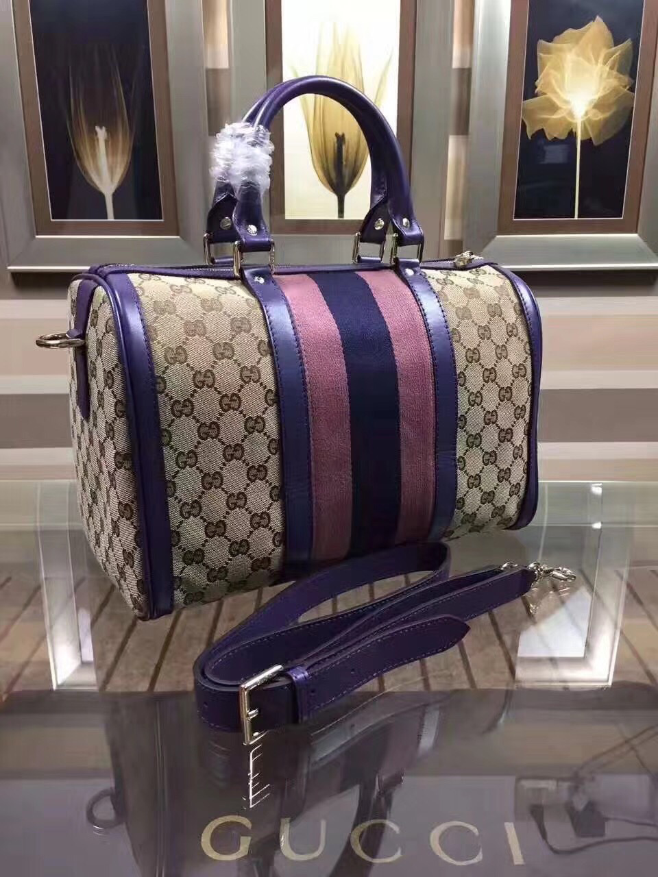 Gvc*1 Webby Speedy Canvas Cross Body Bag in Purple