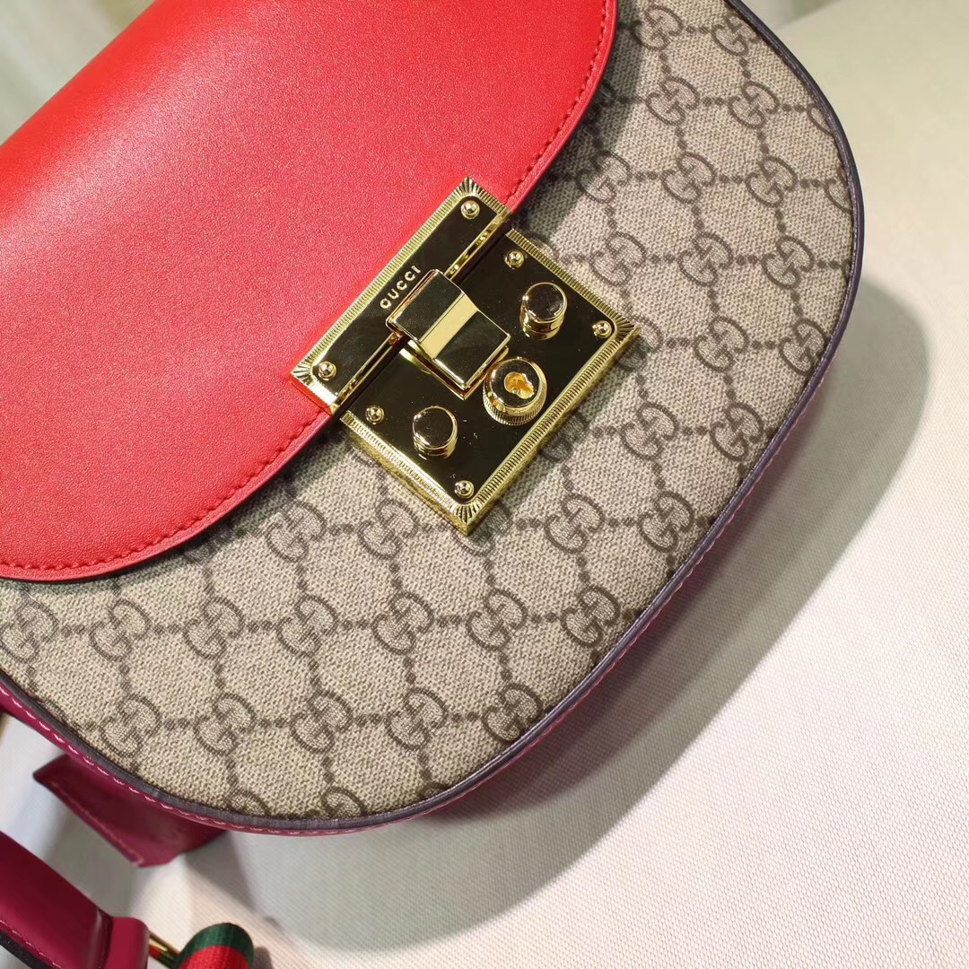 Gvc*1 Padlock Leather shoulder bag for Women Rose Red