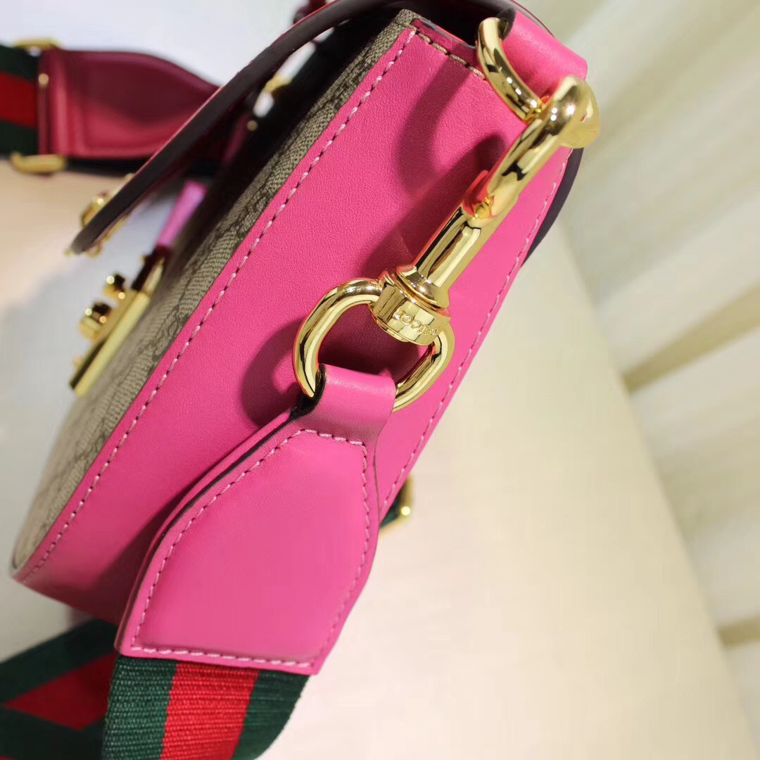 Gvc*1 Padlock Leather shoulder bag for Women Rose Red