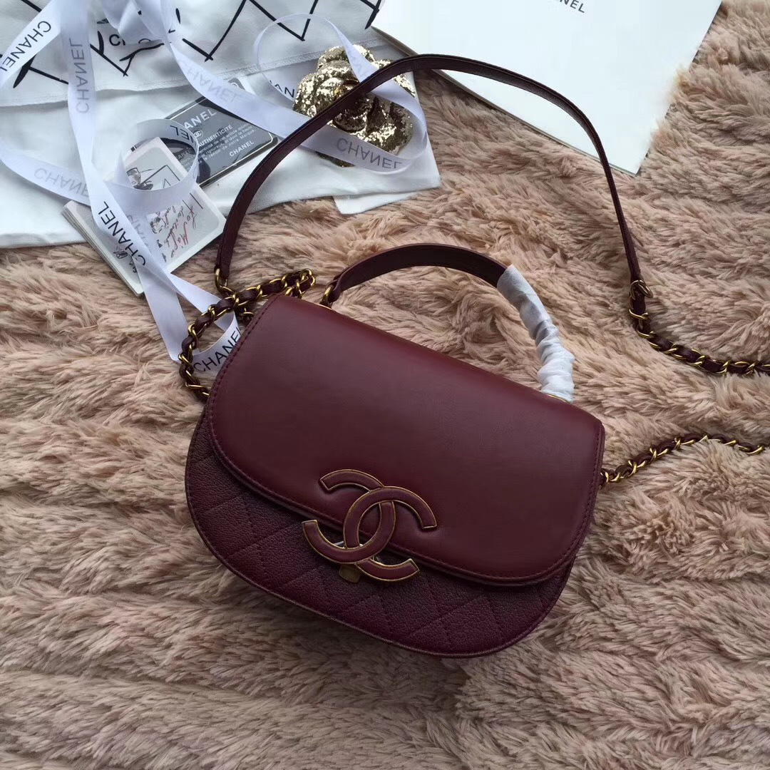 Ch**el Original Leather Bag in Wine Red