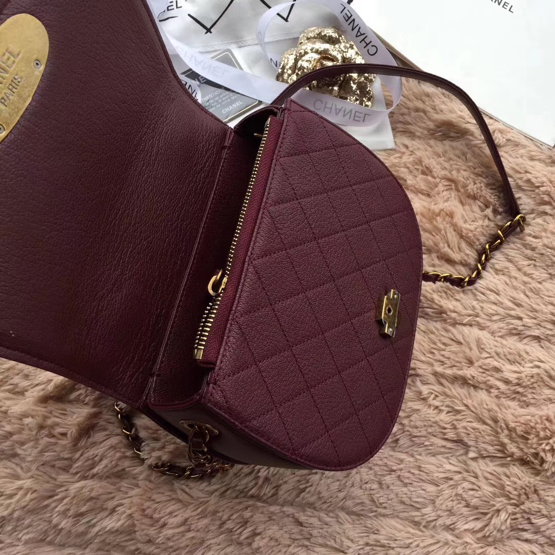 Ch**el Original Leather Bag in Wine Red