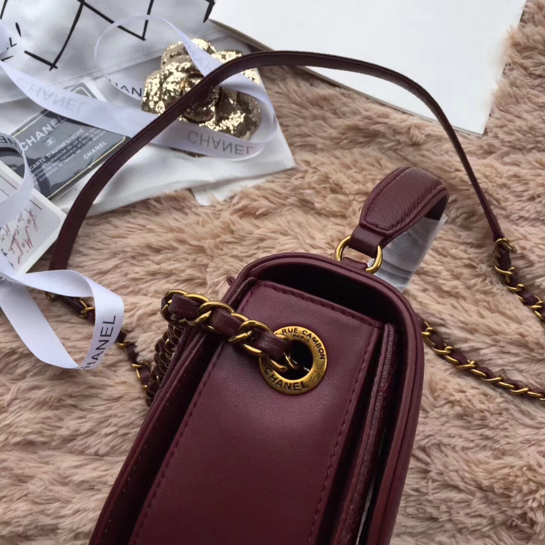 Ch**el Original Leather Bag in Wine Red