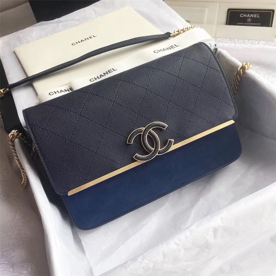 Ch**el Calfskin Flap Bag A57560 Blue