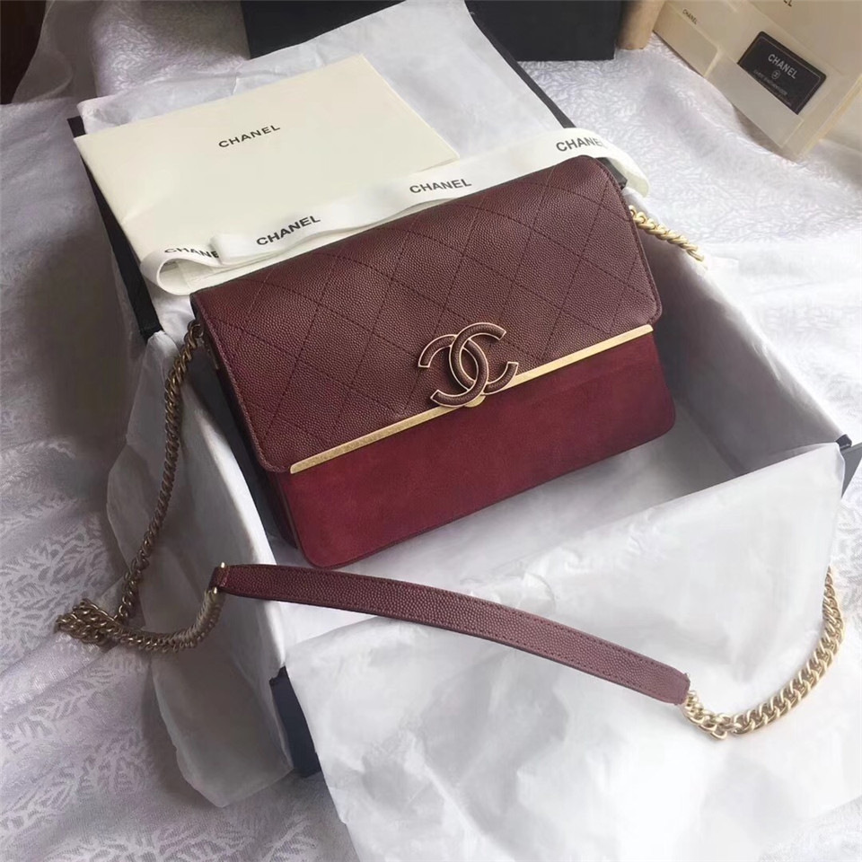Ch**el Calfskin Flap Bag A57560 Red