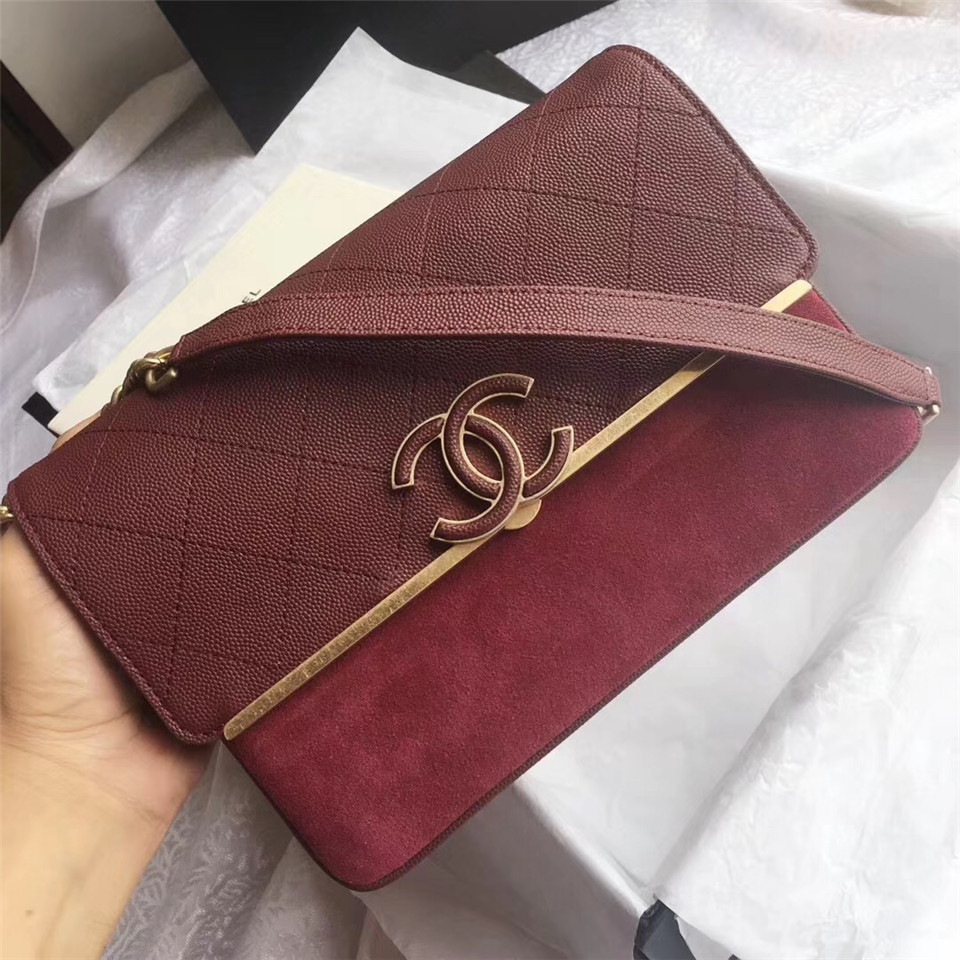 Ch**el Calfskin Flap Bag A57560 Red