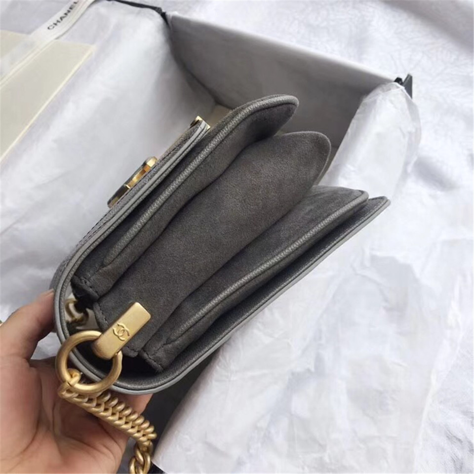 Ch**el Calfskin Flap Bag A57560 Gray