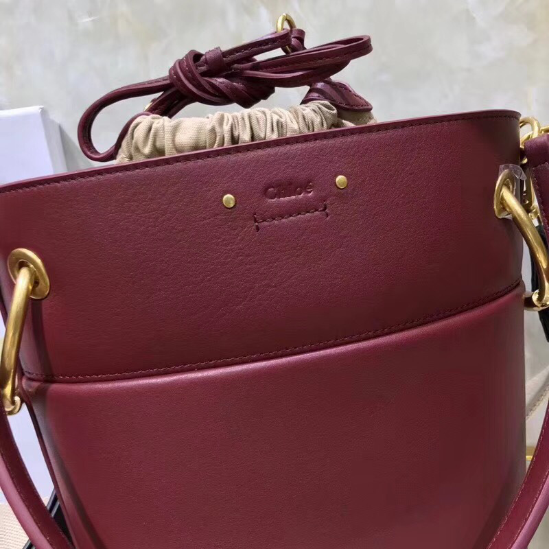 Chloe mini roy bucket bag in Wine Red