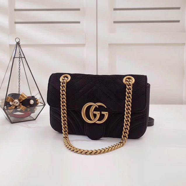Gvc*1 Marmont velvet small shoulder bag in Black