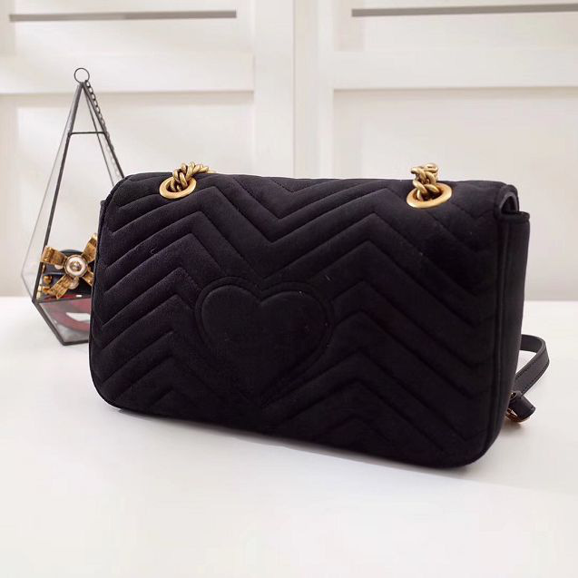Gvc*1 Marmont velvet Medium shoulder bag in Black