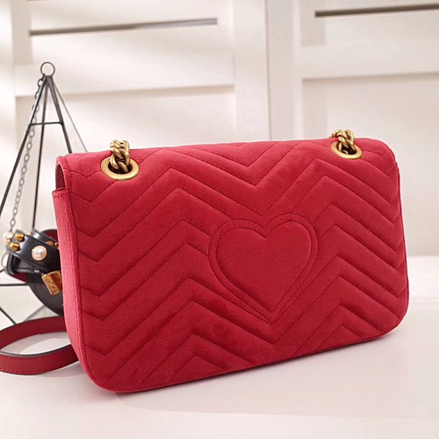 Gvc*1 Marmont velvet Medium shoulder bag in Red