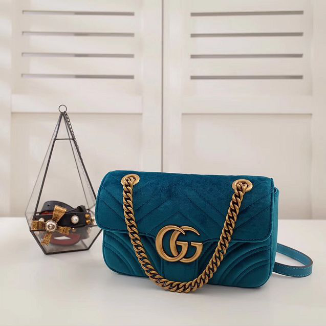 Gvc*1 Marmont velvet small shoulder bag in Blue