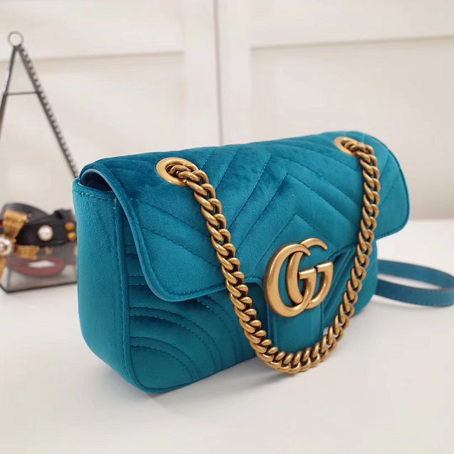 Gvc*1 Marmont velvet small shoulder bag in Blue