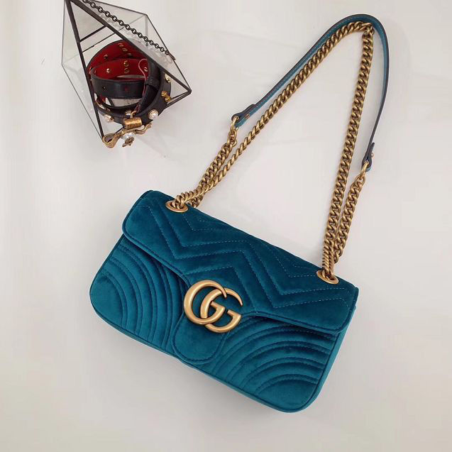 Gvc*1 Marmont velvet Medium shoulder bag in Blue