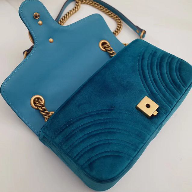 Gvc*1 Marmont velvet Medium shoulder bag in Blue