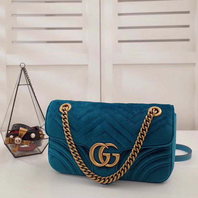 Gvc*1 Marmont velvet Medium shoulder bag in Blue