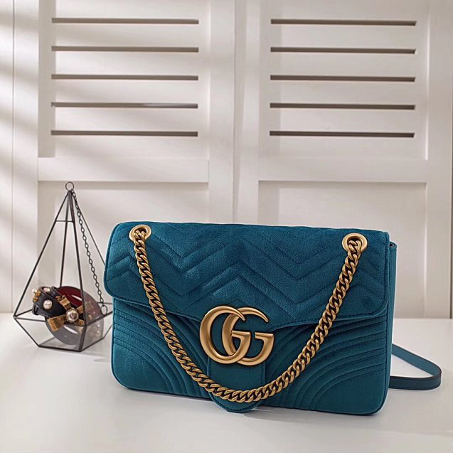Gvc*1 Marmont velvet Large shoulder bag in Blue