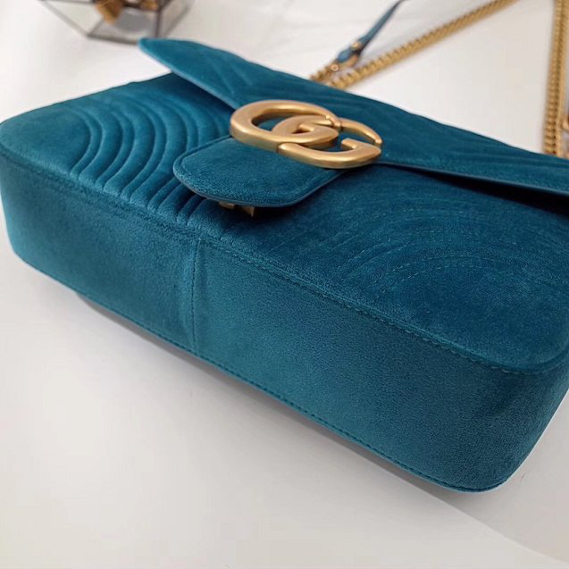 Gvc*1 Marmont velvet Large shoulder bag in Blue