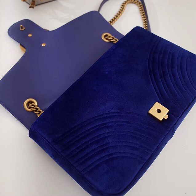 Gvc*1 Marmont velvet Large shoulder bag in Dark Blue