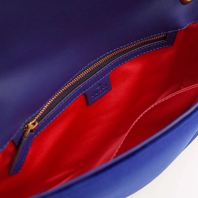 Gvc*1 Marmont velvet Large shoulder bag in Dark Blue