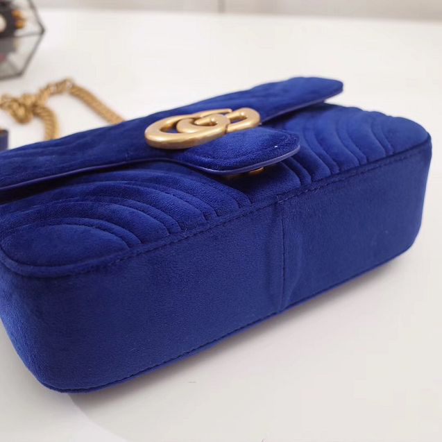 Gvc*1 Marmont velvet Small shoulder bag in Dark Blue