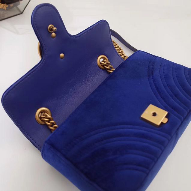 Gvc*1 Marmont velvet Small shoulder bag in Dark Blue