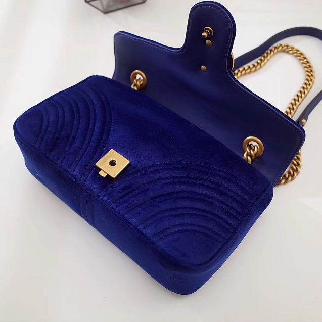 Gvc*1 Marmont velvet Medium shoulder bag in Dark Blue