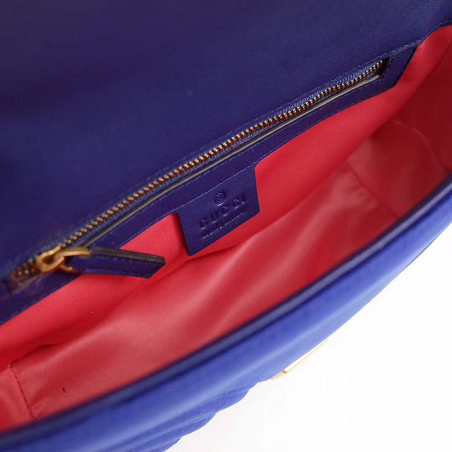 Gvc*1 Marmont velvet Medium shoulder bag in Dark Blue