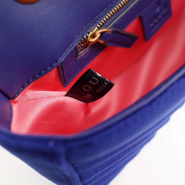 Gvc*1 Marmont velvet Medium shoulder bag in Dark Blue