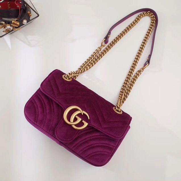 Gvc*1 Marmont velvet Small shoulder bag in Dark Purple