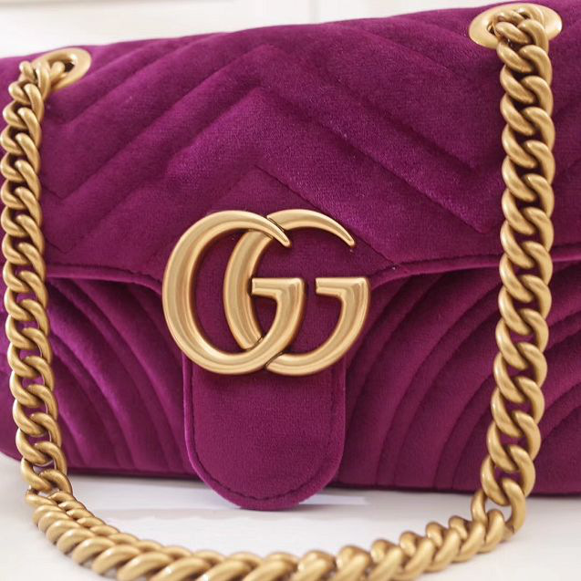 Gvc*1 Marmont velvet Small shoulder bag in Dark Purple