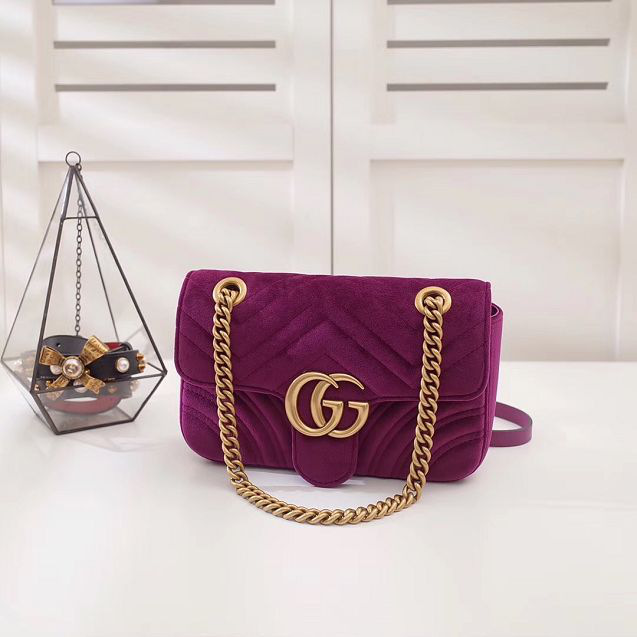 Gvc*1 Marmont velvet Small shoulder bag in Dark Purple