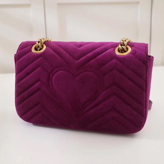 Gvc*1 Marmont velvet Small shoulder bag in Dark Purple