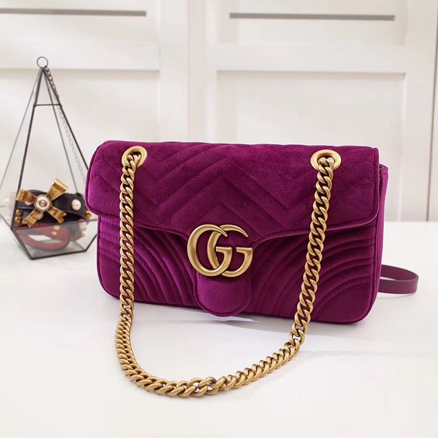 Gvc*1 Marmont velvet Medium shoulder bag in Dark Purple