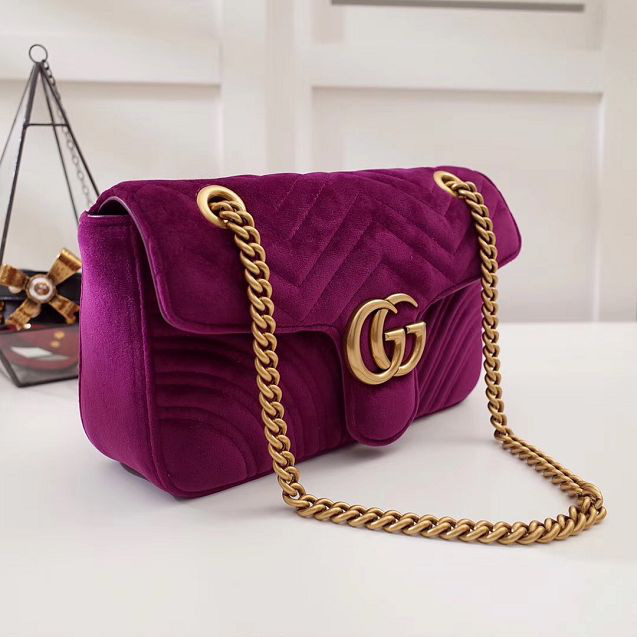 Gvc*1 Marmont velvet Medium shoulder bag in Dark Purple