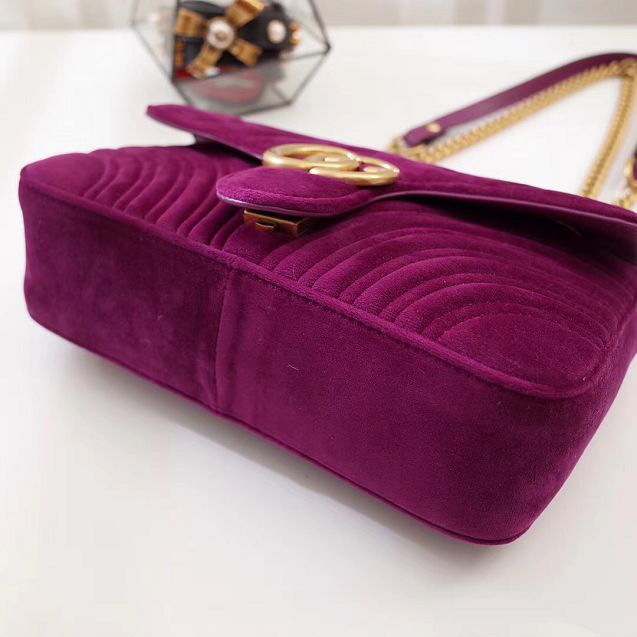 Gvc*1 Marmont velvet Medium shoulder bag in Dark Purple