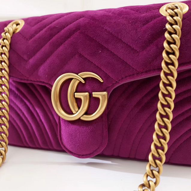 Gvc*1 Marmont velvet Medium shoulder bag in Dark Purple