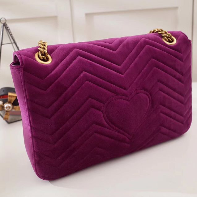 Gvc*1 Marmont velvet Large shoulder bag in Dark Purple