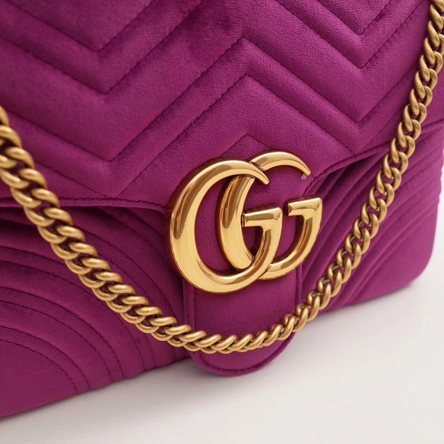 Gvc*1 Marmont velvet Large shoulder bag in Dark Purple