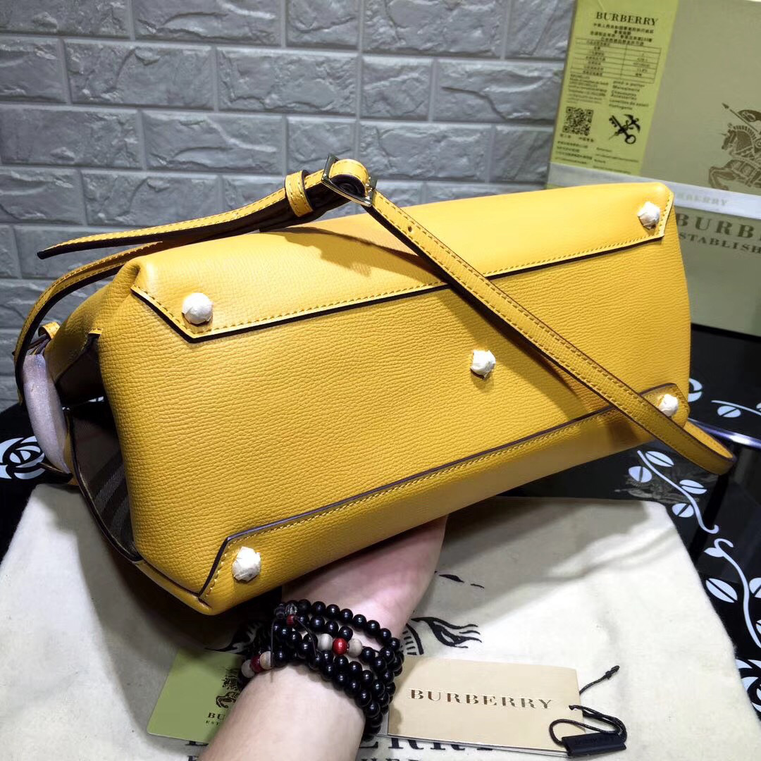 Bv*b*rry Classic Leather Tote Bag with Yellow