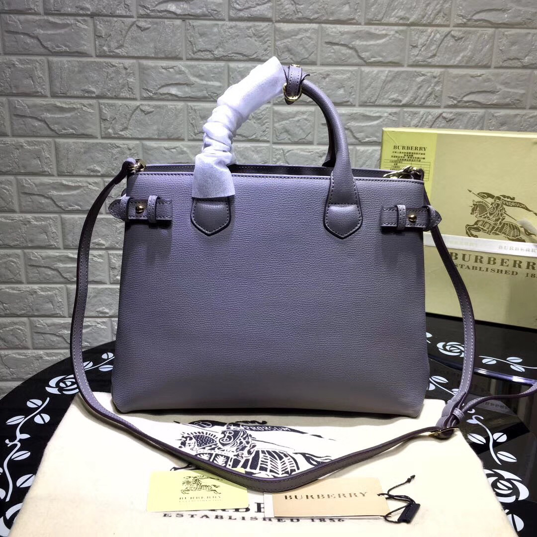 Bv*b*rry Classic Leather Tote Bag with Gray