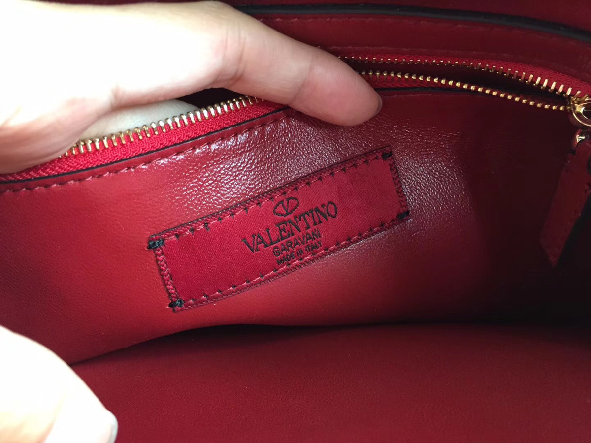 Va1e*ntin0 original lambskin spike tote bag in Red