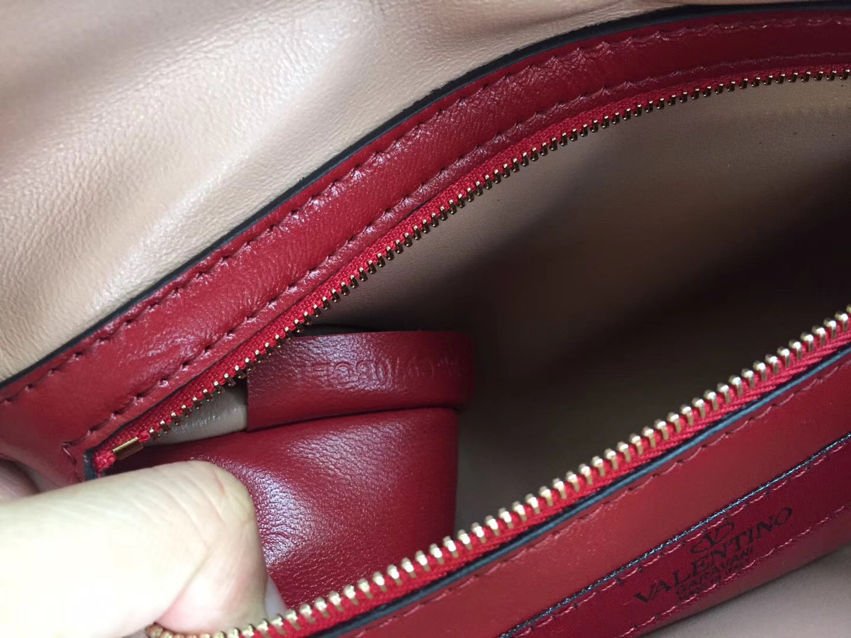 Va1e*ntin0 original lambskin spike tote bag in Nude Pink