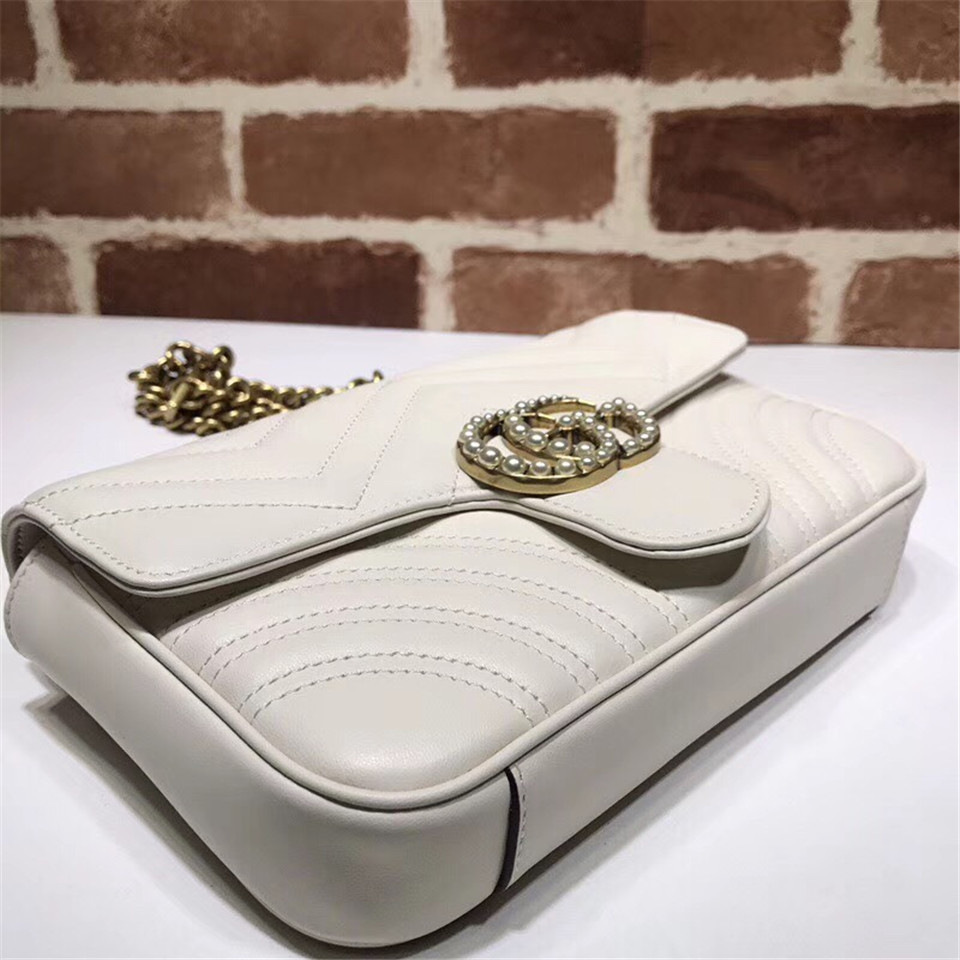 Gvc*1 Pearly Marmont Flap Belt Bag Leather White 476809