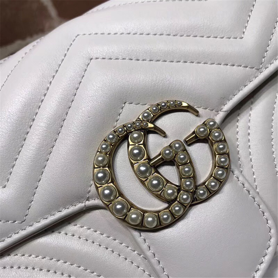 Gvc*1 Pearly Marmont Flap Belt Bag Leather White 476809