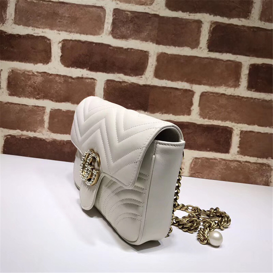 Gvc*1 Pearly Marmont Flap Belt Bag Leather White 476809