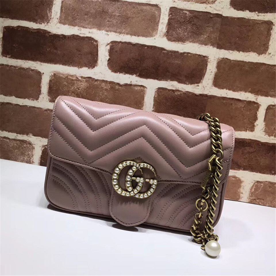 Gvc*1 Pearly Marmont Flap Belt Bag Leather pink 476809