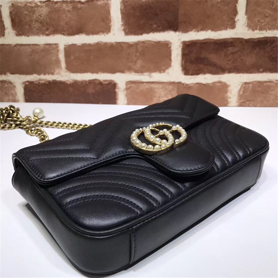 Gvc*1 Pearly Marmont Flap Belt Bag Leather black 476809