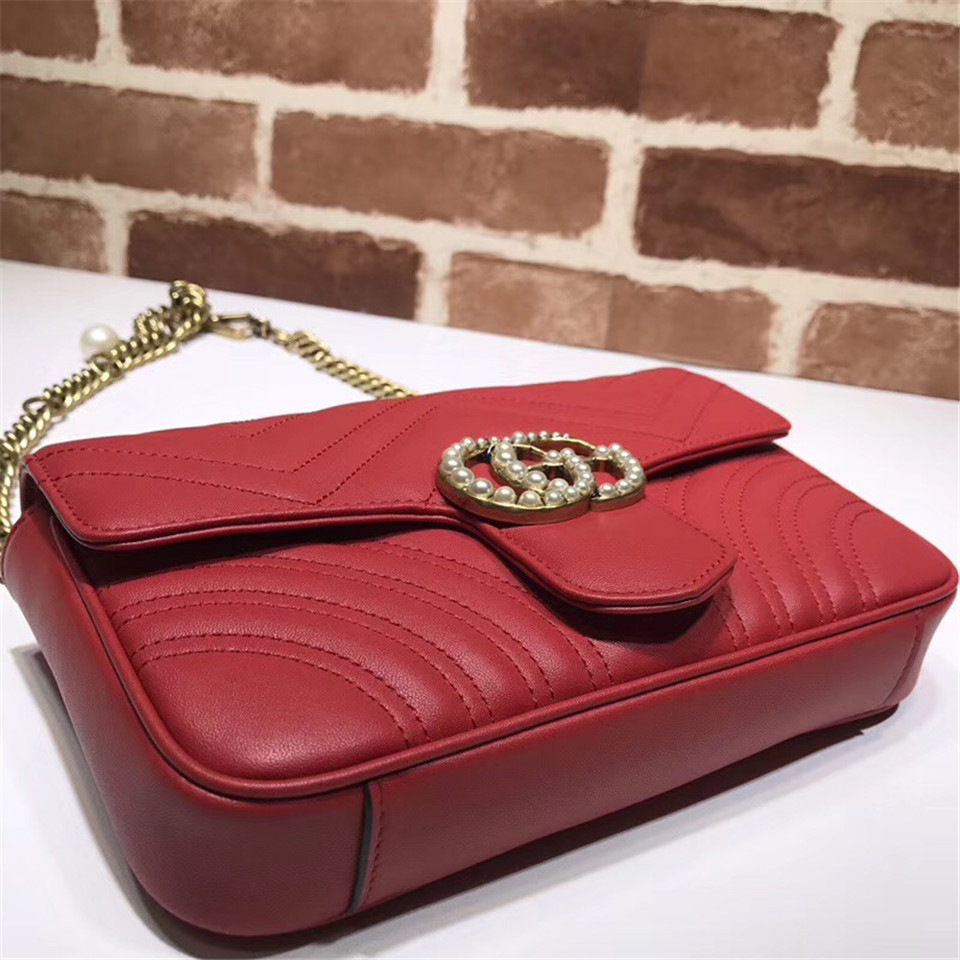 Gvc*1 Pearly Marmont Flap Belt Bag Leather Red 476809