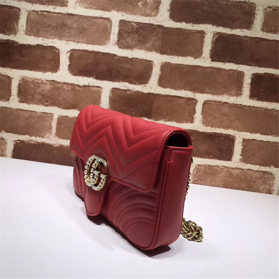 Gvc*1 Pearly Marmont Flap Belt Bag Leather Red 476809