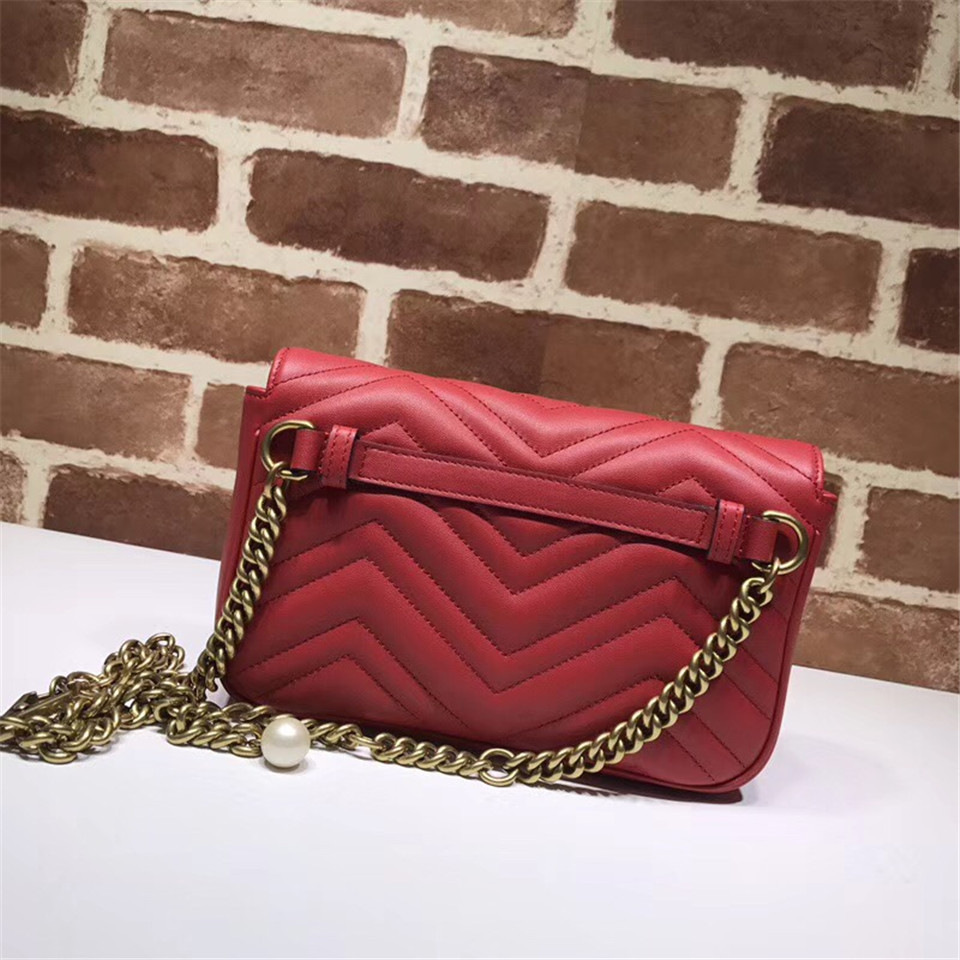Gvc*1 Pearly Marmont Flap Belt Bag Leather Red 476809